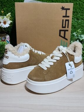Ash Moby Be Kind Fur Women's Fashion Sneakers - Antilope/Gardenia 38 M New